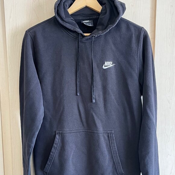 Nike Hoodie Sweatshirt Mens M Black Sportswear Pullover Sweatshirt Swoosh - Picture 1 of 6